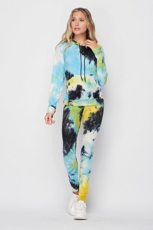 TYE DYE HOODIE 2- PIECE SET- 2 COLORS