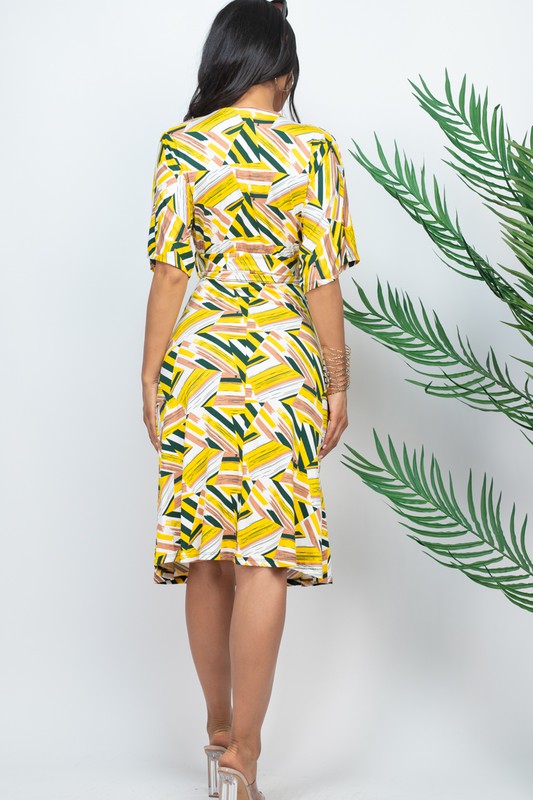 MULTI PRINT MIDI DRESS