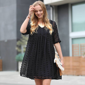 .....Swiss Dot Babydoll Dress Collection: SAND BEIGE-155324 / M