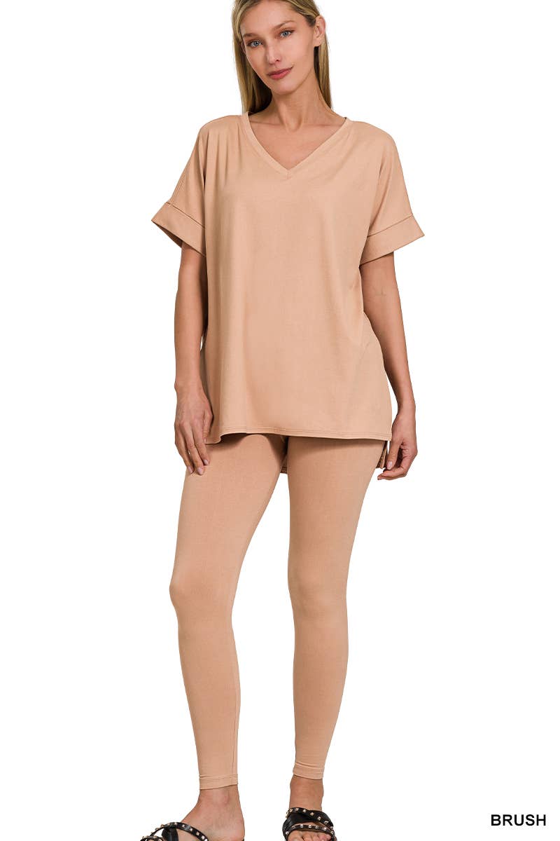 ". Microfiber Tunic & Leggings 2pc Set: FOREST-159313 / XL