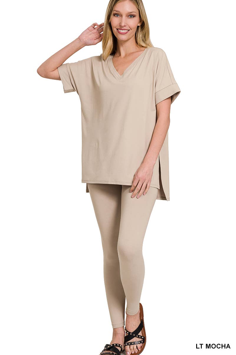 ". Microfiber Tunic & Leggings 2pc Set: FOREST-159313 / L