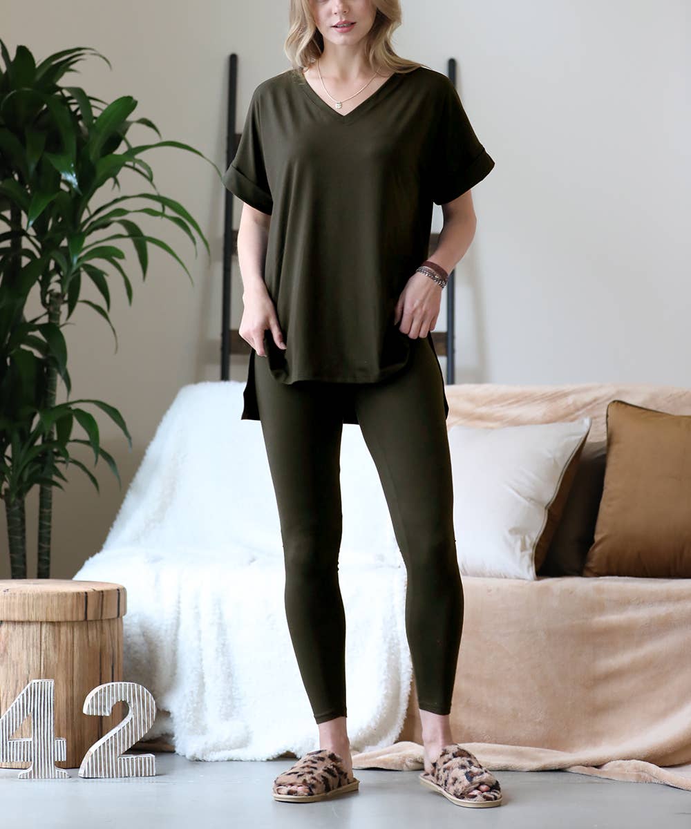 ". Microfiber Tunic & Leggings 2pc Set: FOREST-159313 / XL