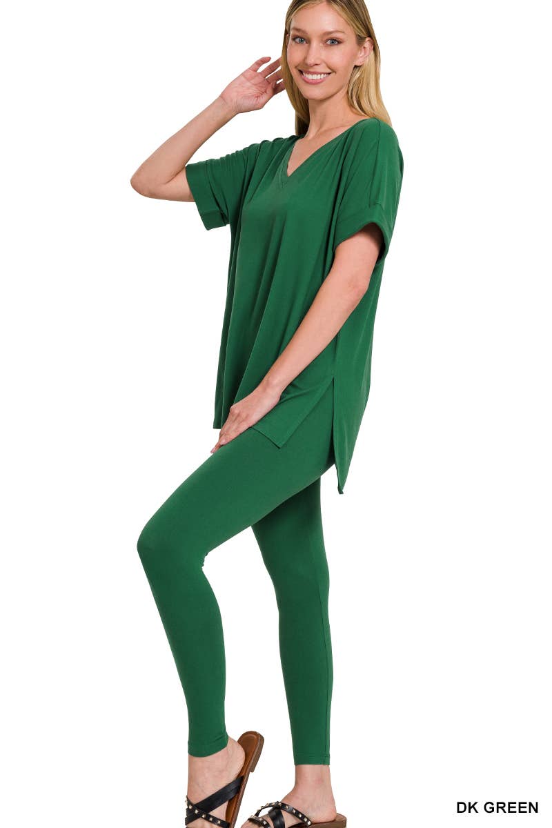 ". Microfiber Tunic & Leggings 2pc Set: FOREST-159313 / S