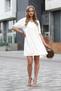 .....Swiss Dot Babydoll Dress Collection: SAND BEIGE-155324 / M