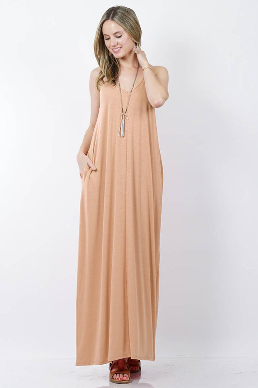 .._ Maxi Dress w/ adjustable strap & pockets: BRUSH-167423 / XL