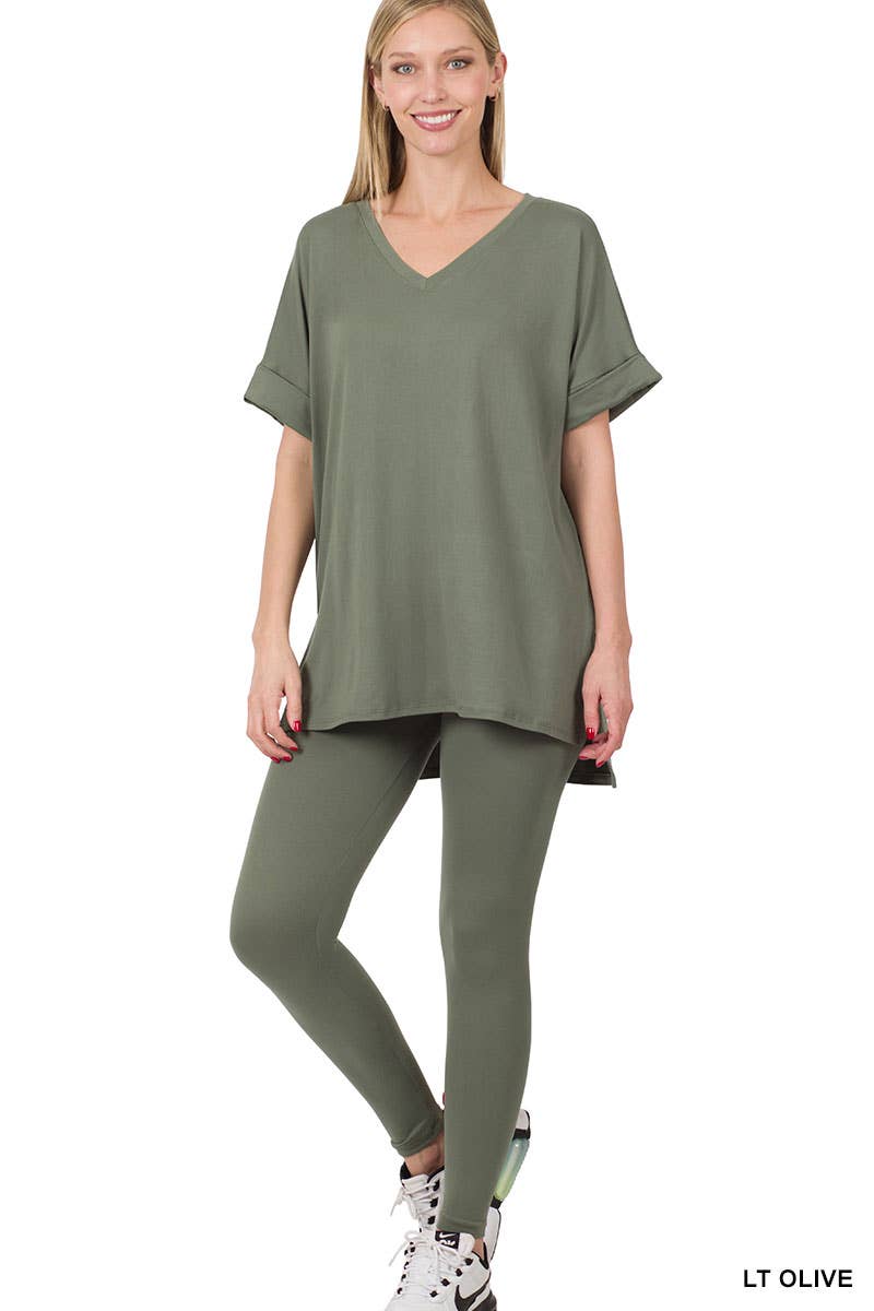 ". Microfiber Tunic & Leggings 2pc Set: FOREST-159313 / XL