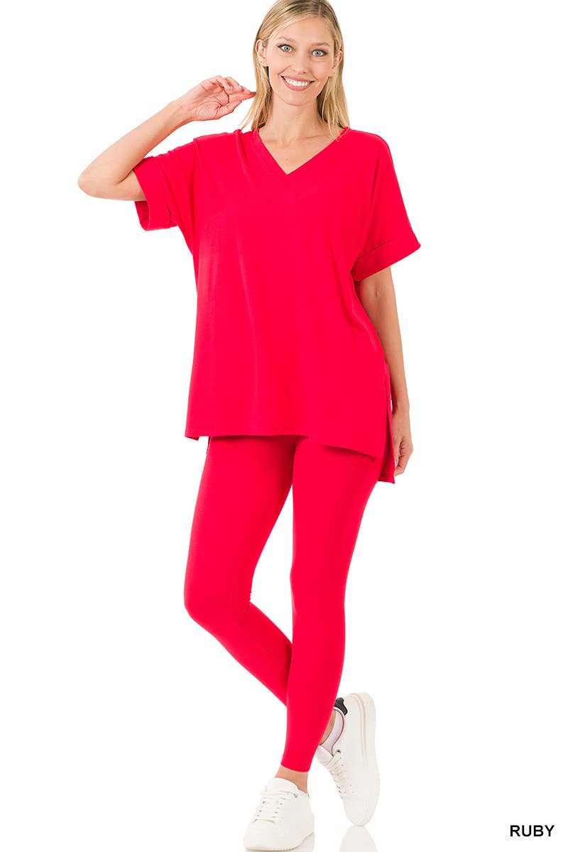 ". Microfiber Tunic & Leggings 2pc Set: FOREST-159313 / M