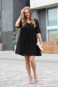 .....Swiss Dot Babydoll Dress Collection: SAND BEIGE-155324 / M