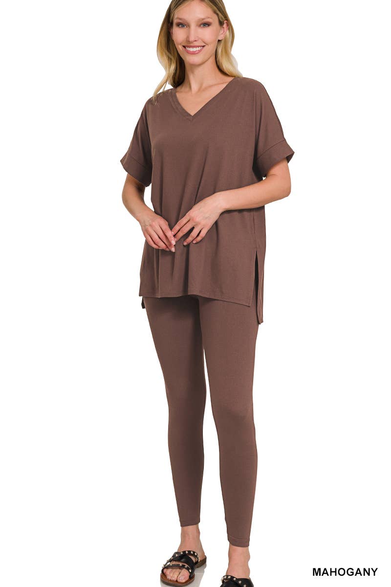 ". Microfiber Tunic & Leggings 2pc Set: FOREST-159313 / S