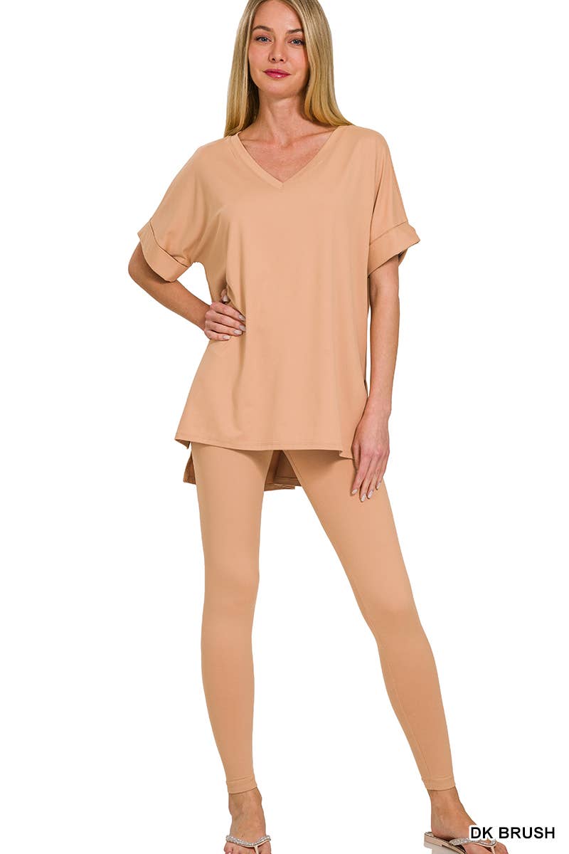 ". Microfiber Tunic & Leggings 2pc Set: FOREST-159313 / XL