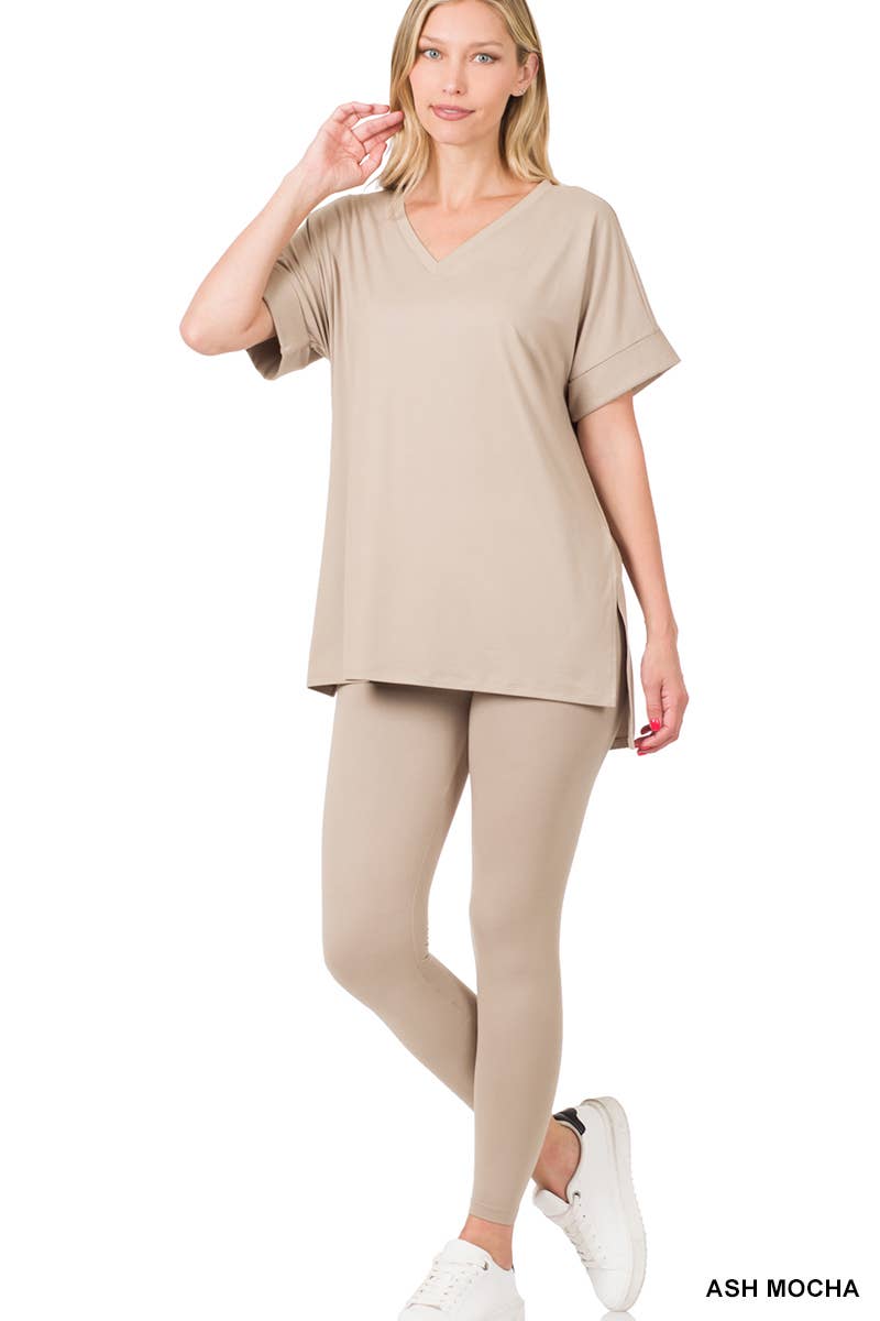 ". Microfiber Tunic & Leggings 2pc Set: FOREST-159313 / M