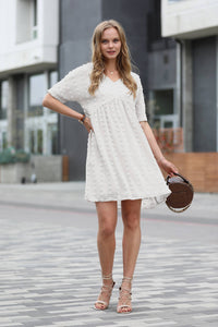 .....Swiss Dot Babydoll Dress Collection: SAND BEIGE-155324 / M