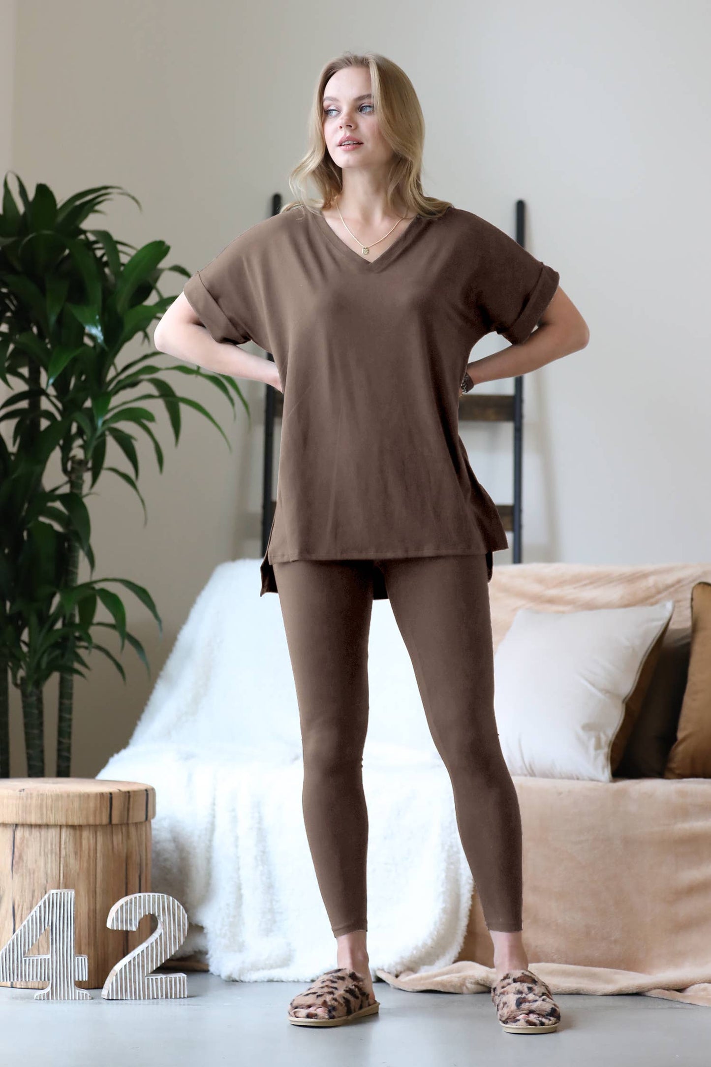 ". Microfiber Tunic & Leggings 2pc Set: FOREST-159313 / M
