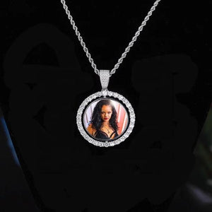 Circle of Love Rotating Round Pendant Double Sided Necklace