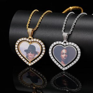 Pieces of My Heart Rotating Heart Double Sided Pendant Necklace