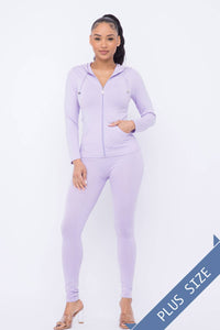 RUNNING OUT THE DOOR LEGGING SET - PLUS SIZE - LILAC