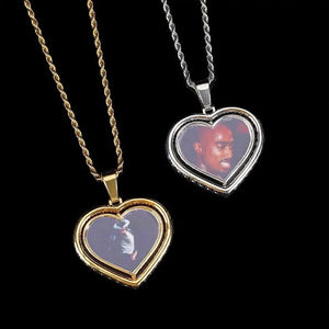 Pieces of My Heart Rotating Heart Double Sided Pendant Necklace