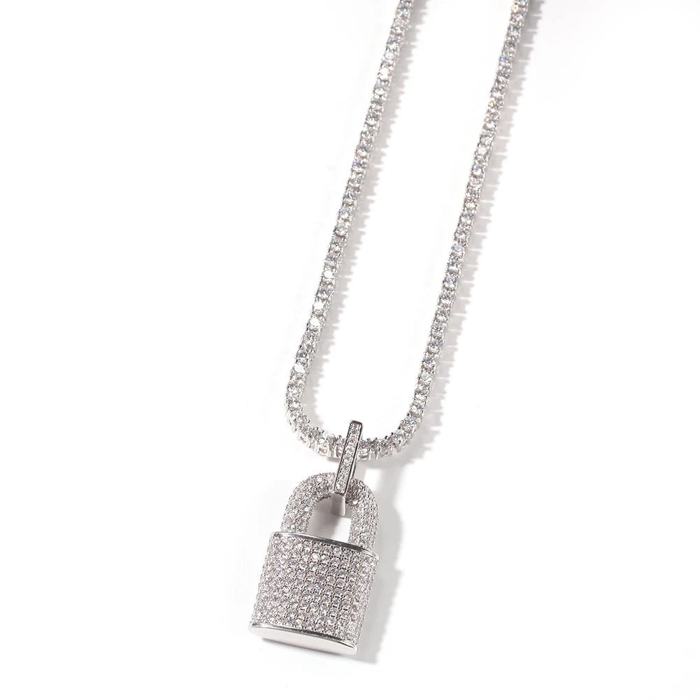 ICED OUT LOCK AND NECKLACE
